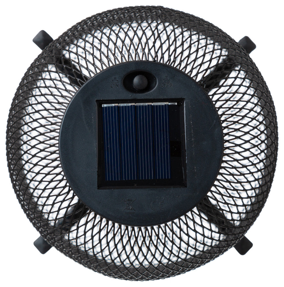 14.25"H Metal Mesh Black Solar Powered Outdoor Lantern With Stand