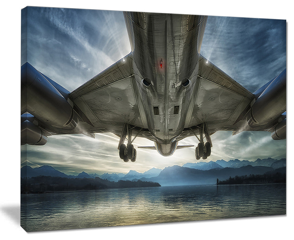 "Plane Over Beach and Sea" Seashore Photography Canvas Print, 40"x30"