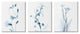 Aesthetic Minimalist Blue Botanical Floral Design, 3pc, each 11 x 14