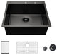 Gunmetal Black Topmount Kitchen Sink Handmade Stainless Steel Single Bowl Sink