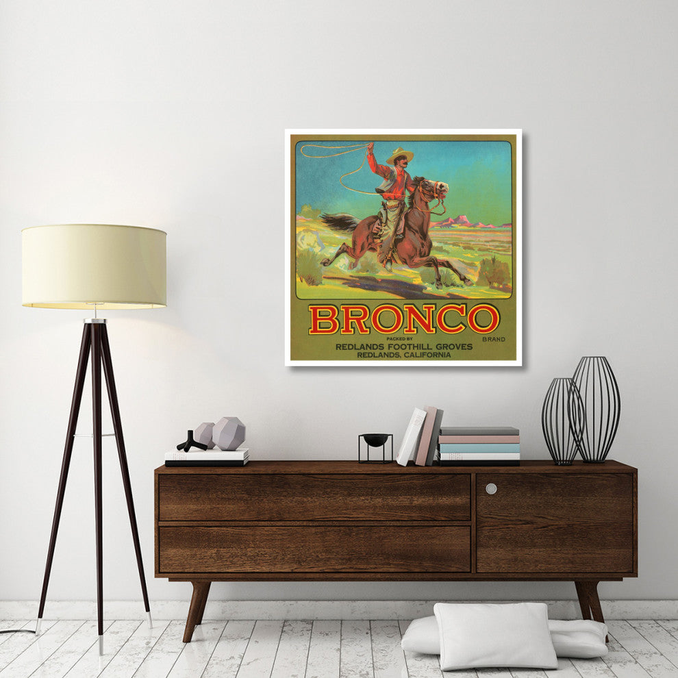 "Bronco Brand Crate Label" Digital Paper Print by Retrolabel, 42"x42"