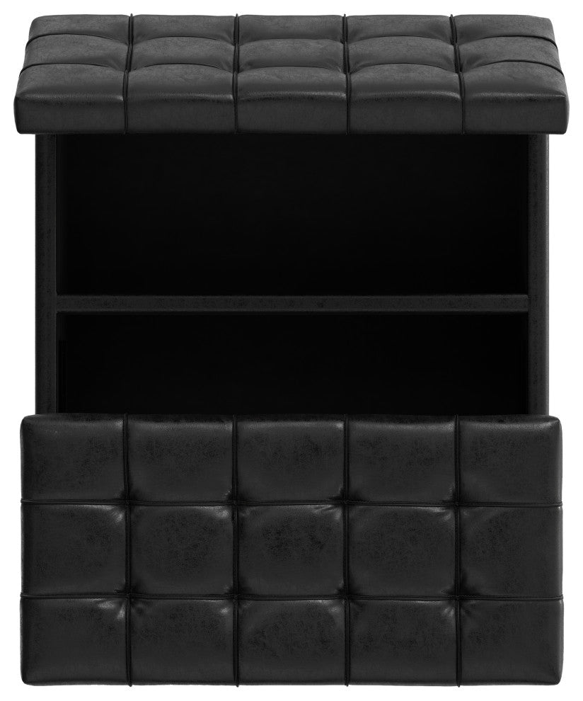 Harrison Small Square Coffee Table Storage Ottoman, Distressed Black