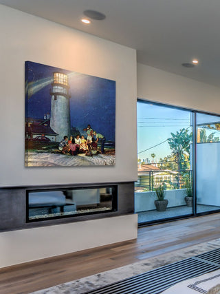 "Beach Bonfire" Painting Print on Canvas by Mead Schaeffer