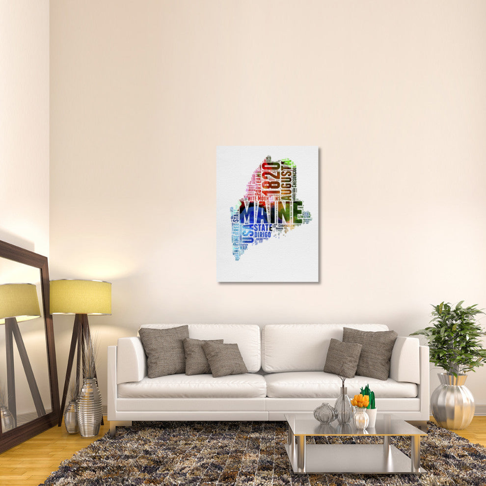 "Maine Watercolor Word Cloud" Fine Art Print