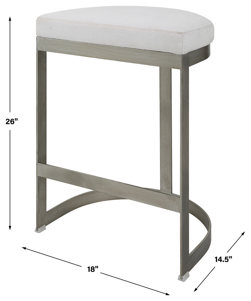 Uttermost 23687 Ivanna Backless Silver Counter Stool