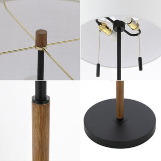 61"Rustic Farmhouse Iron Candlestick Pull Chains LED Floor Lamp Brown Wood/Black