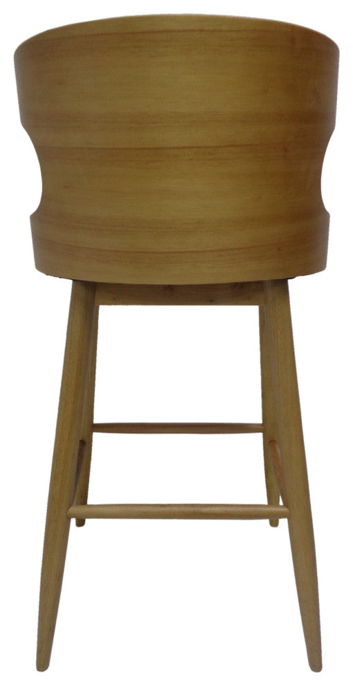 GDF Studio Truda Mid Century Modern Fabric Barstools, Set of 2, Light Beige/Natural