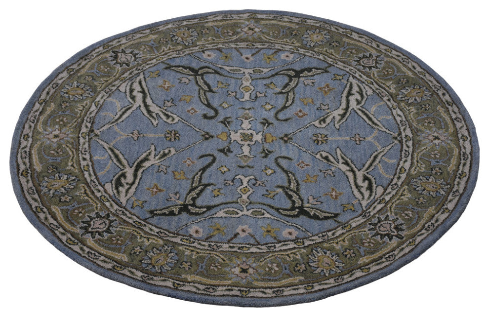 HAND TUFTED WOOL ECO-FRIENDLY AREA RUGS, Blue Green Color, Oriental Design
