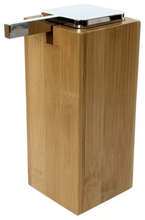 Large Wood Wood Soap Dispenser With Chrome Pump