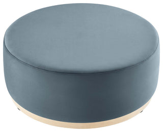 Tilden Large 38" Round Performance Velvet Upholstered Ottoman