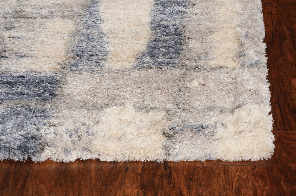 KAS Merino 6702 Ivory/Blue Cityscape Area Rug, 8'10"x13"