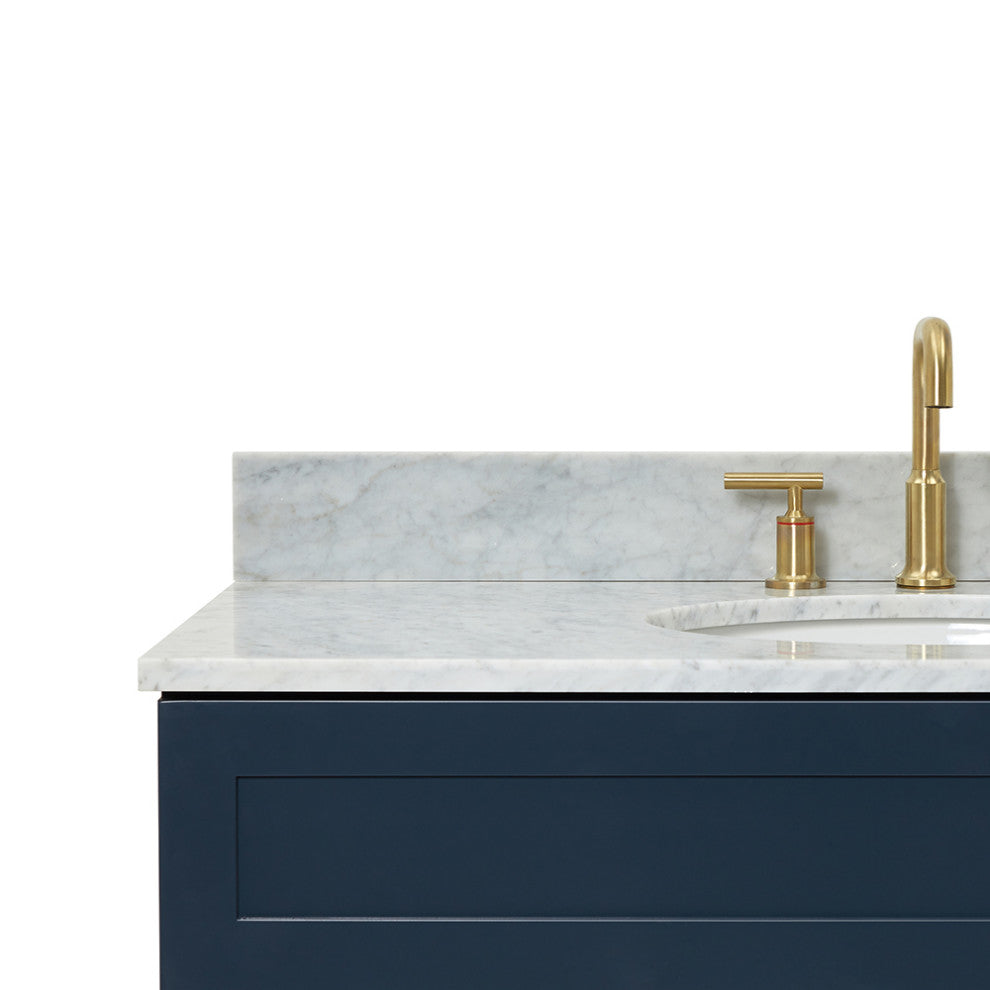 Ariel Hamlet 43" Oval Sink Bath Vanity, 0.75" Carrara Marble