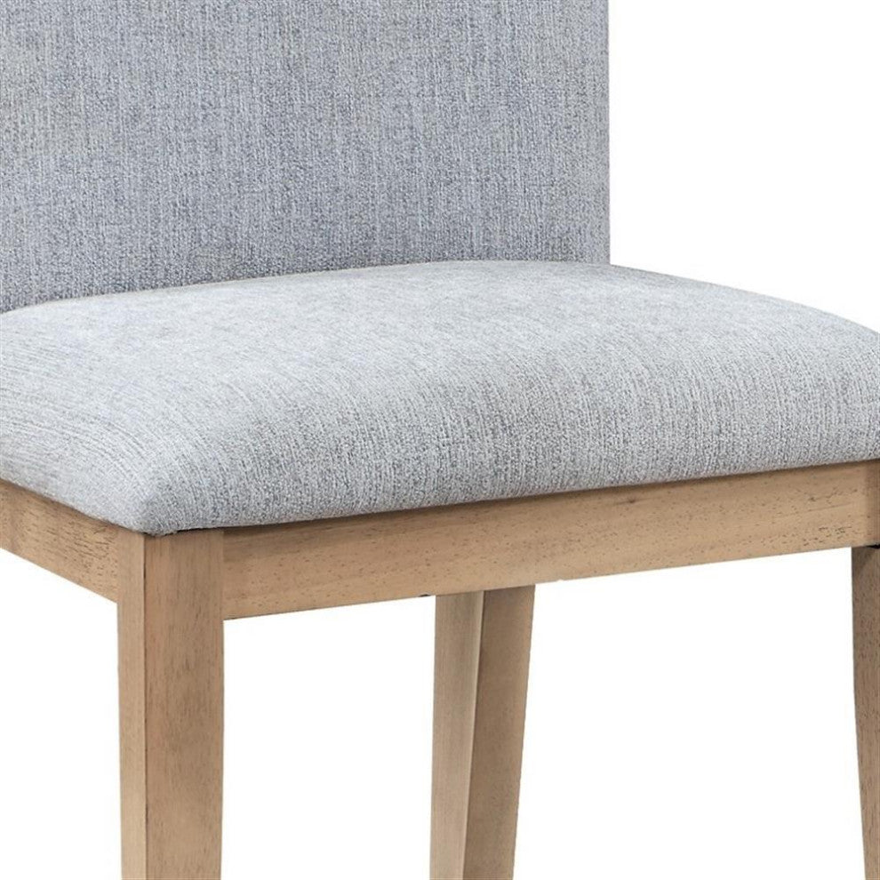 Caspian Set of 2 Gray Linen Fabric and Oak Finish Dining Chair