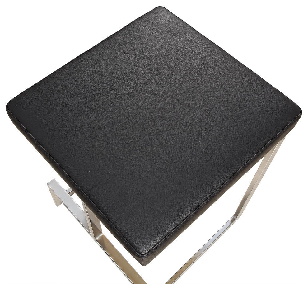 Largo  Modern Vinyl Stool, Black/Chrome