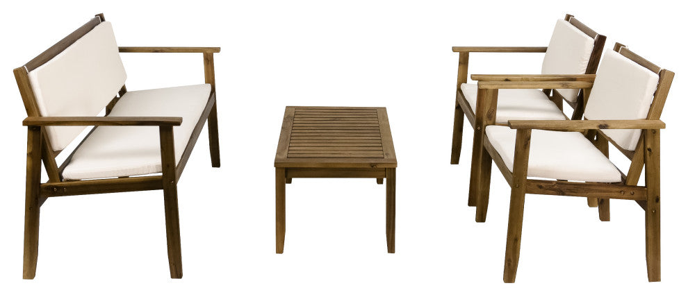 Sunnyside 4-Piece Outdoor Patio Furniture Set, Solid Acacia Wood