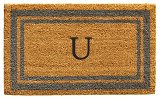 Periwinkle Border 24"x36" Monogram Doormat, Letter U