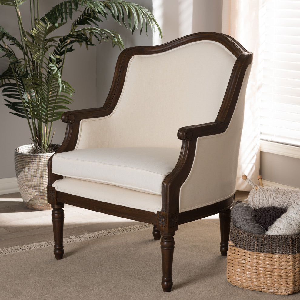 Charlemagne Traditional French Accent Chair, White