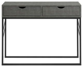 Modern 2-Drawer Faux Shagreen Entry Table - Grey