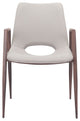 Dining Chair, Set of 2, Faux Vinyl Leather, Steel, Beige, Walnut, Mid Century