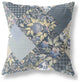 26" Blue Yellow Boho Floral Indoor Outdoor Throw Pillow