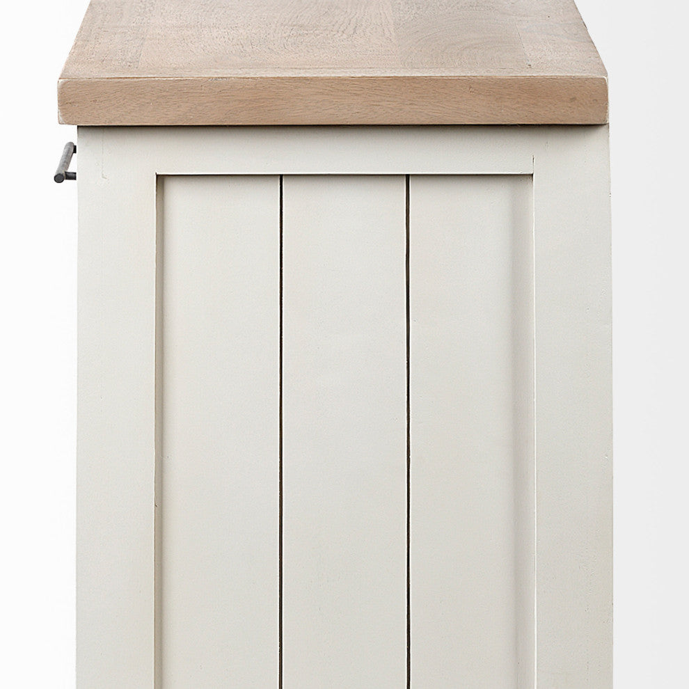 Fairview III Solid Wood Brown Top, White Frame 4 Cabinet Door Sideboard