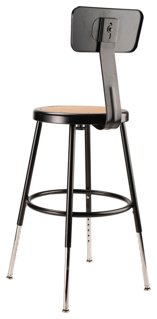 NPS 19"-27" Height Adjustable Heavy Duty Steel Stool With Backrest, Black