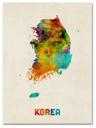 'Korea Watercolor Map' Canvas Art by Michael Tompsett