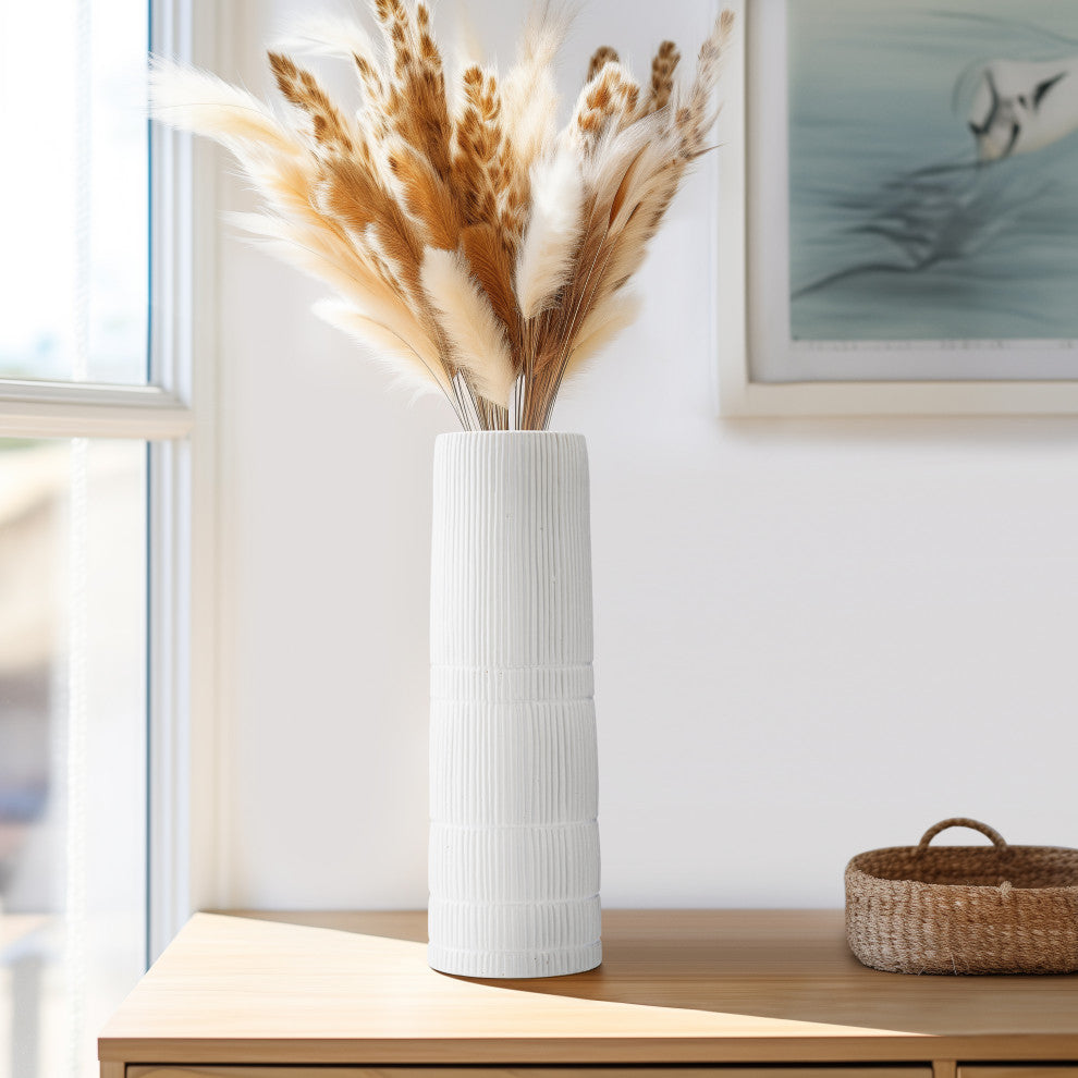 Ceramic 18"H Lined Cylinder Vase, White