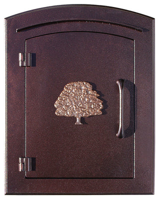 Non-Locking Column Mount Mailbox With "Decorative Oak Tree Logo", Antique Copper