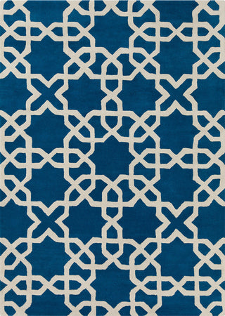 Davin Contemporary Area Rug, Blue and White, 5'x7'