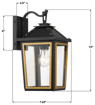 Crystorama Lighting Group HAW-601 Hawkins 14" Tall Outdoor Wall - Matte Black /