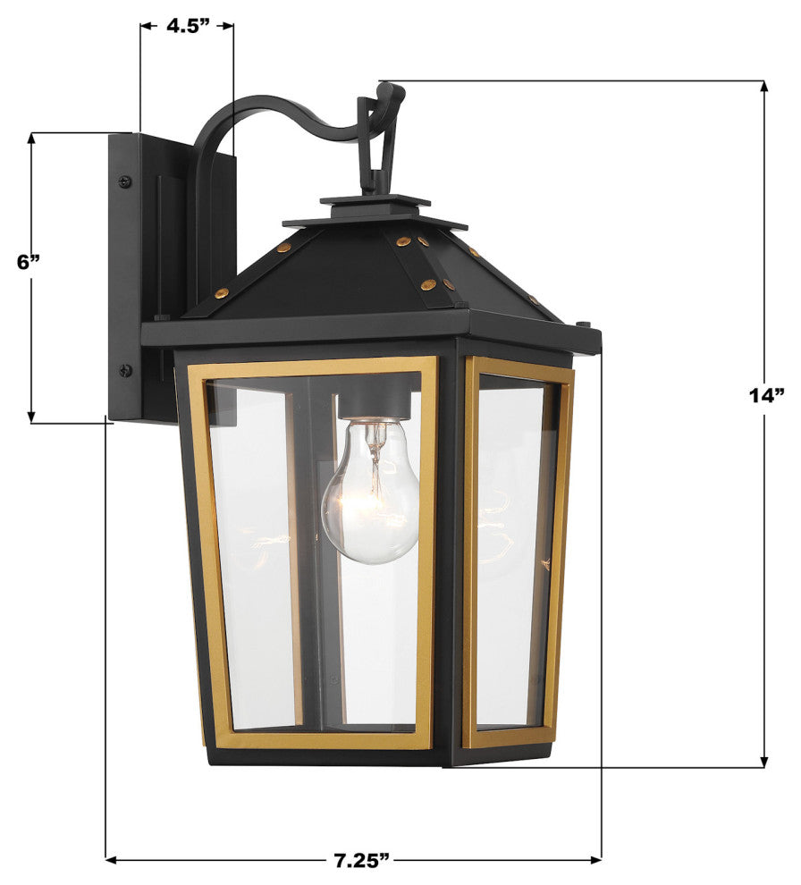 Crystorama Lighting Group HAW-601 Hawkins 14" Tall Outdoor Wall - Matte Black /