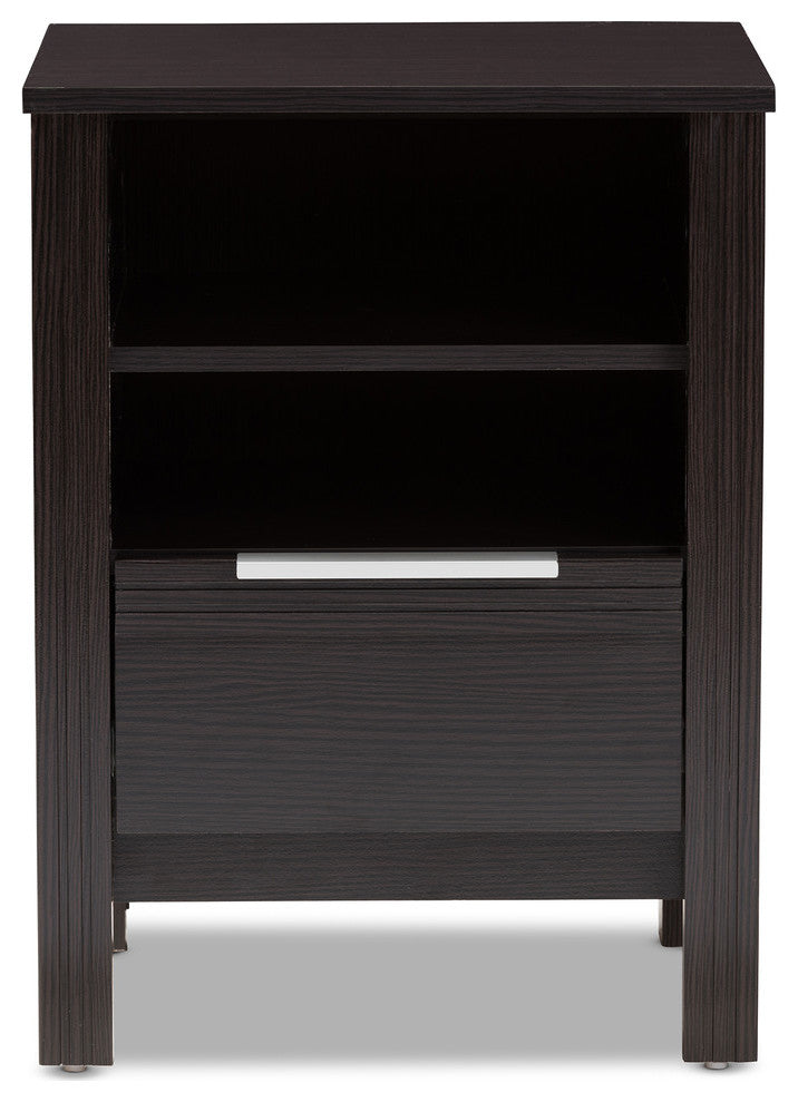Hamish Moderm, Contemporary Wenge Brown 1-Drawer Nightstand