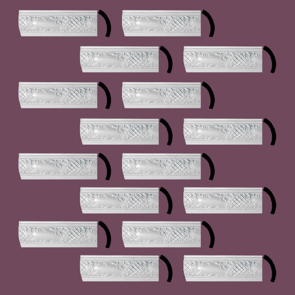 Ornate Cornice White Urethane Brook Design 16 Pieces Totaling 756" Length