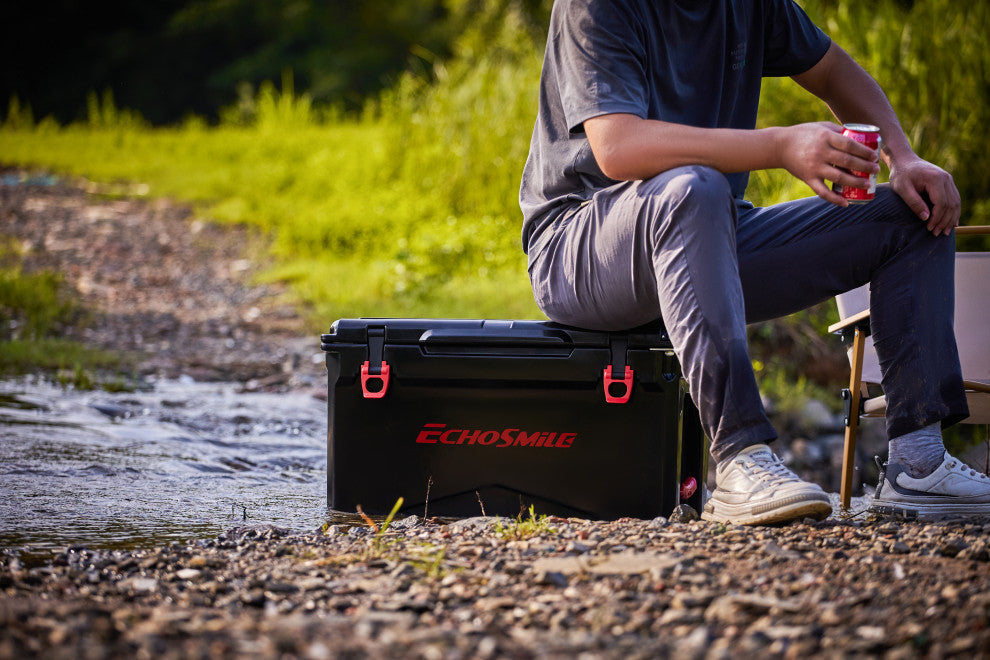 EchoSmile 30 qt. Rotomolded Cooler, Black and Red