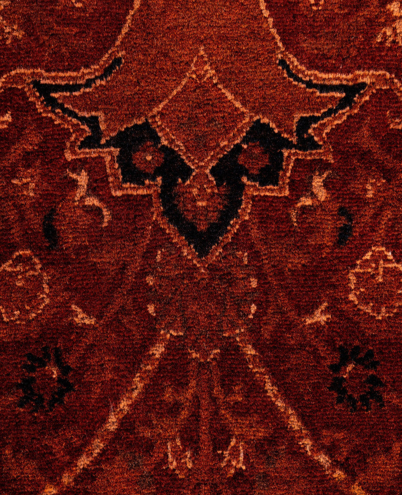 Overdyed One-of-a-Kind Hand-Knotted Area Rug Orange, 4' 7" x 7' 1"