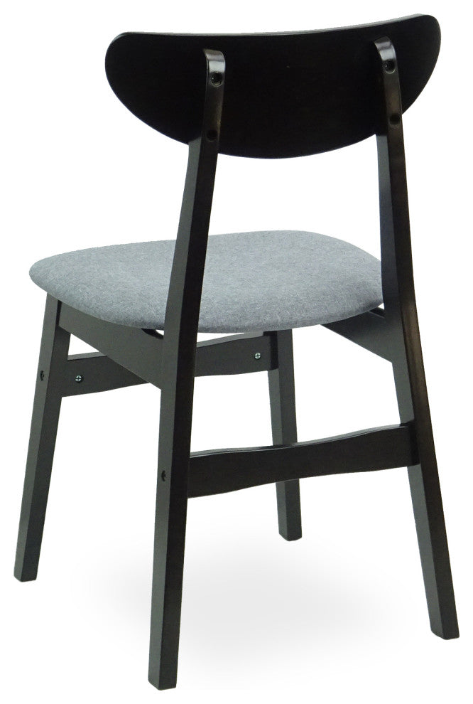 Dining Room Set of 6 Yumiko Chairs and Extendable Round Table, Black Color