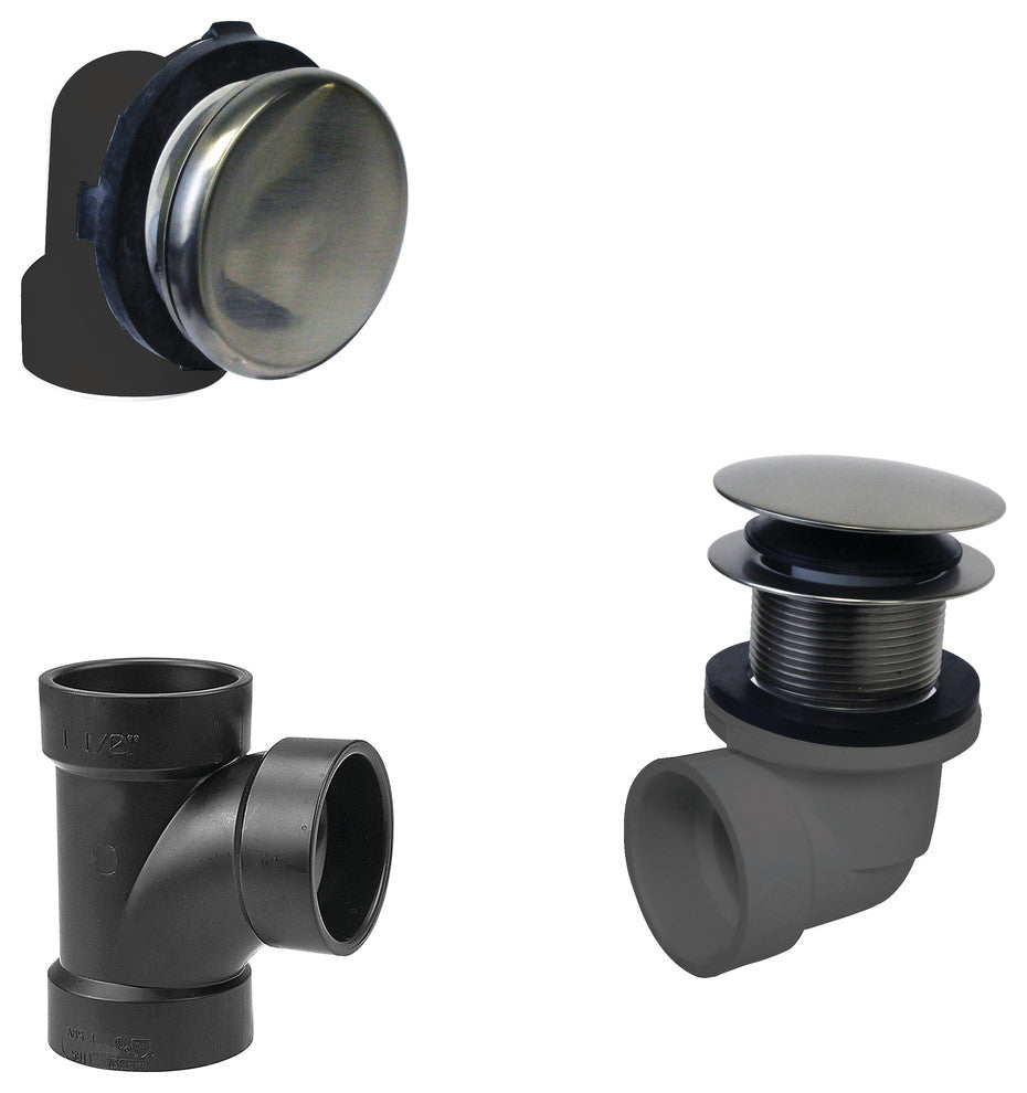 Illusionary Overflow, Sch. 40 ABS Plumbers Pack With Tip-Toe Bath Drain