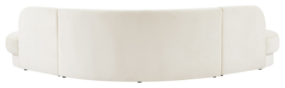 Rosa Velvet Upholstered 3-Piece Sectional, Cream