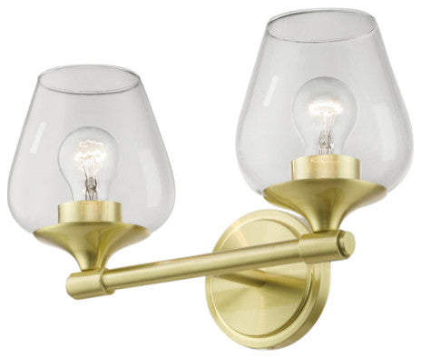 Willow 2 Light Satin Brass Vanity Sconce