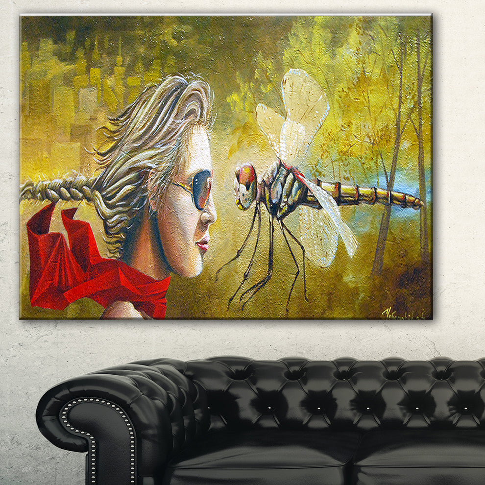 "Human and Dragon Fly" Abstract Digital Art Canvas Print