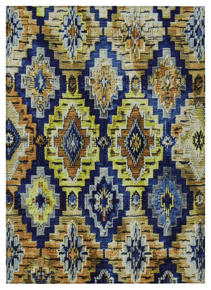 Machine Washable Indoor/Outdoor Chantille ACN1891 Navy 5' x 7'6" Rug