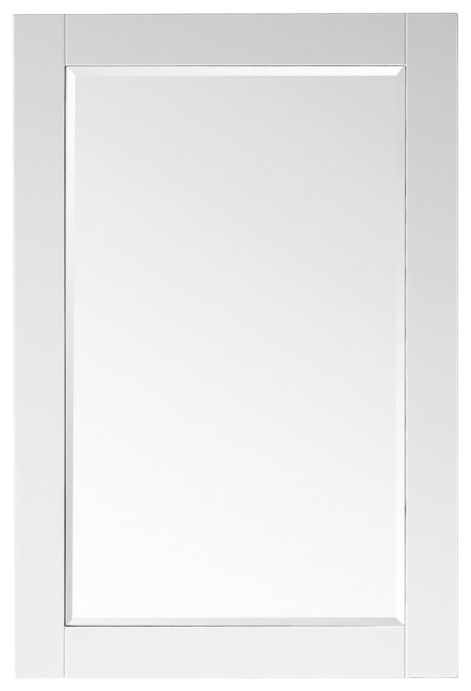 Ivy Rectangular Bathroom Wood Framed Wall Mirror, White, 24"