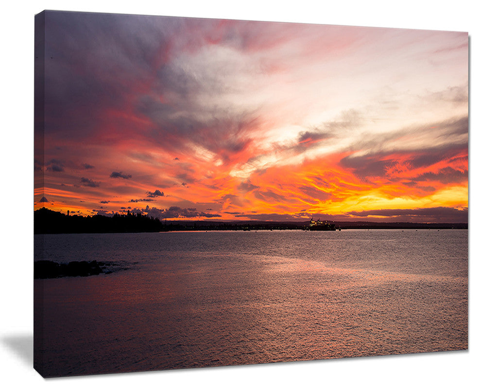 "Yellow Sky Over Calm Sydney Coast" Seashore Canvas Print, 40"x30"