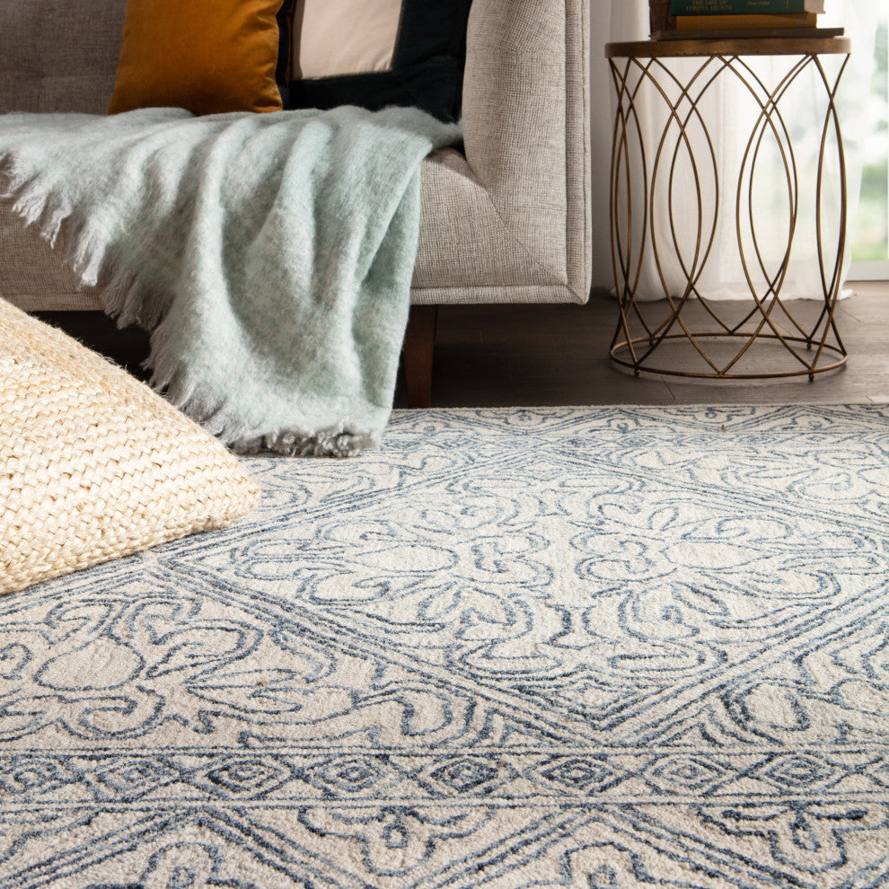 Jaipur Living Carmen Handmade Trellis Blue/ Light Gray Area Rug 12'X15'