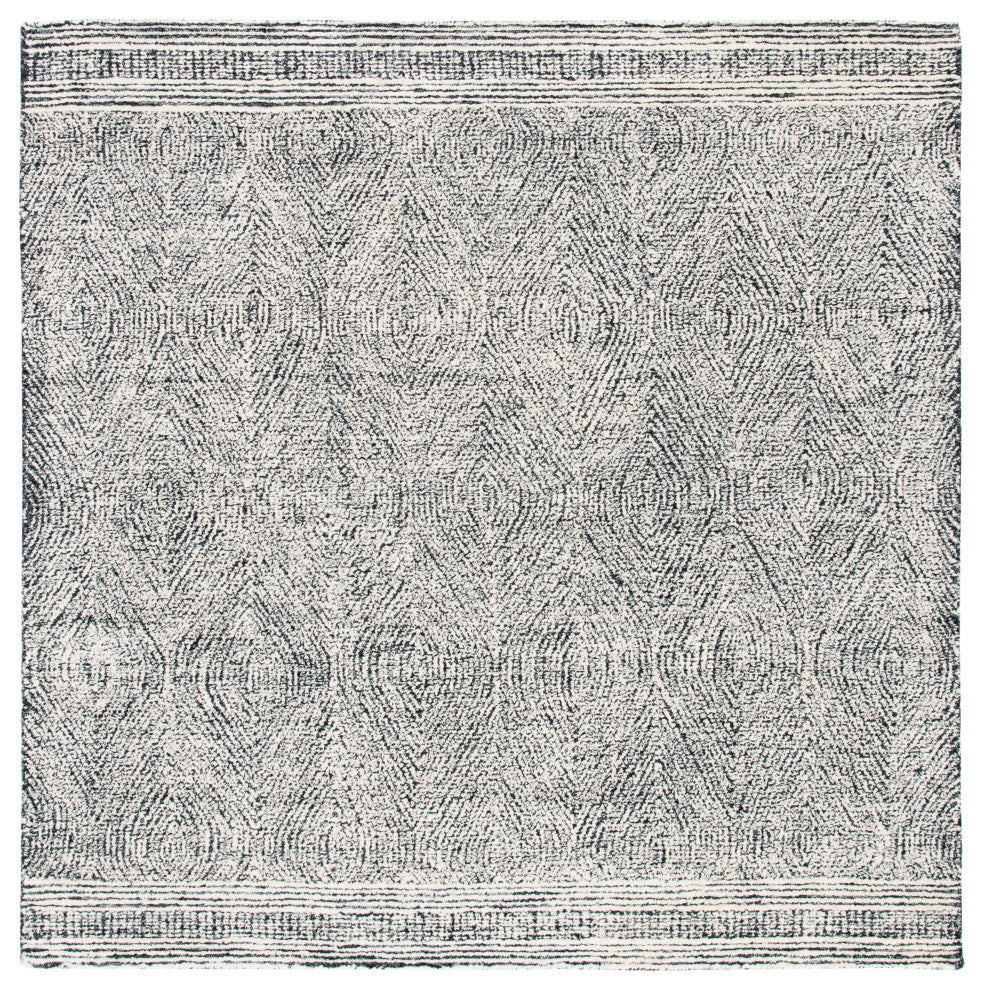 Safavieh Couture Abstract Collection, ABT340 Rug, Ivory/Charcoal, 6' Square