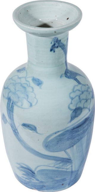 Traditional Blue Lily Pad Ceramic Vase