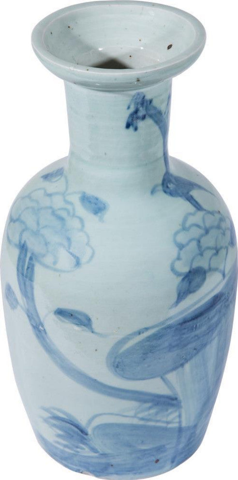 Traditional Blue Lily Pad Ceramic Vase