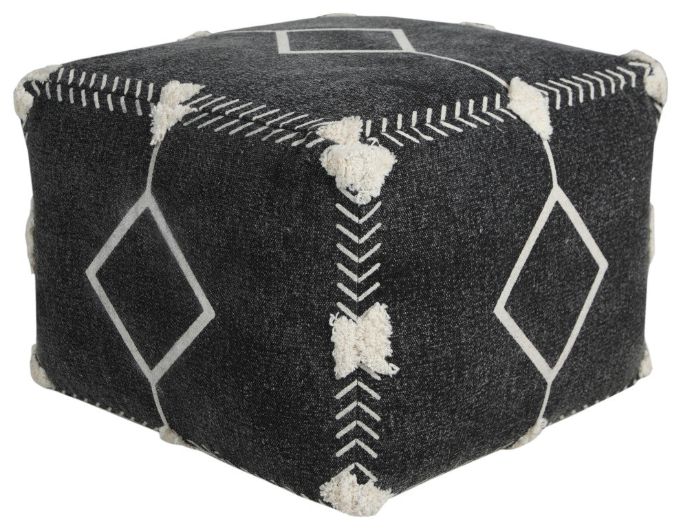 Textured Diamond Dash Pouf Ottoman