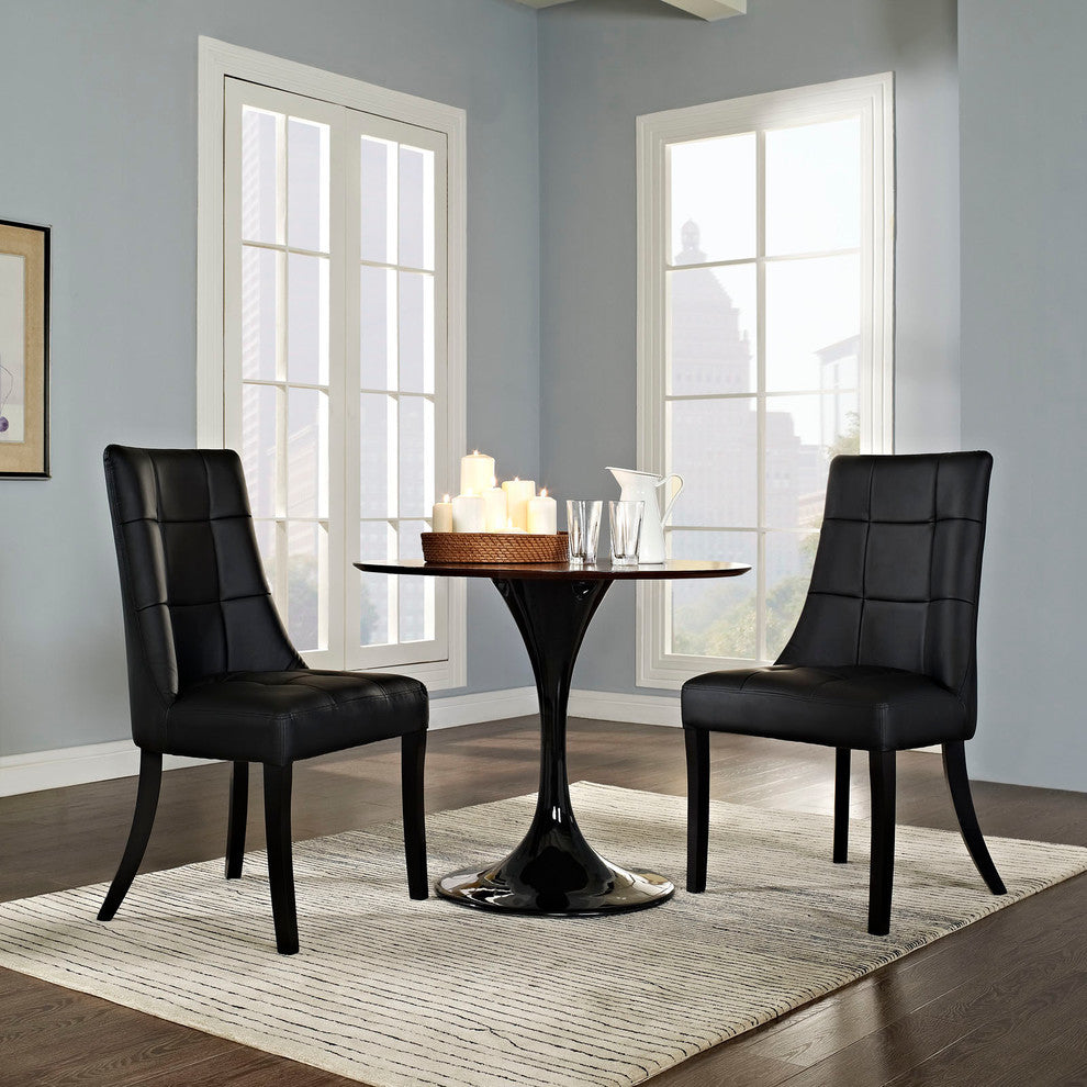Modern Contemporary Kitchen Vinyl Dining Chair Set of 2 Black